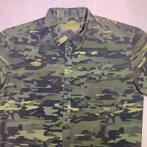 Warrior Camo Button Up‎ Shirt Mens Size Large Short Sleeve Camouflage Collared